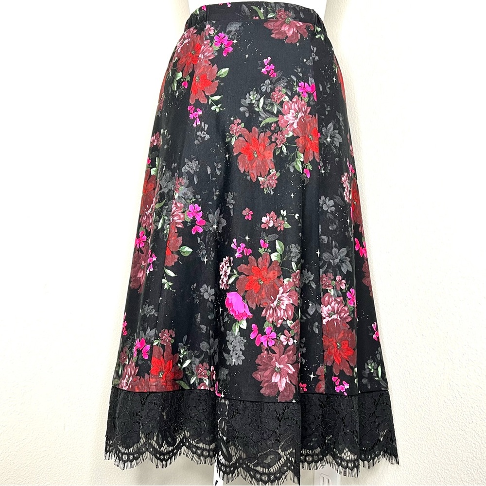 Torrid Black and Red Embellished A-Line Midi Skirt - Picture 2 of 8